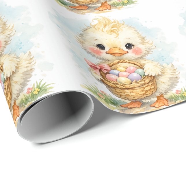 Papel De Presente Festa de Páscoa do Patinho Fofo (Ponta do rolo)