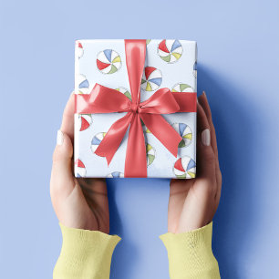 Papel De Presente Festa de Piscina Bonita, Bolas de Praia Branca Eng