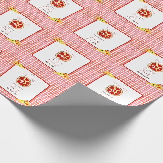 Papel De Presente Festa de Pizza Aniversário de Qualquer Idade (Ponta)