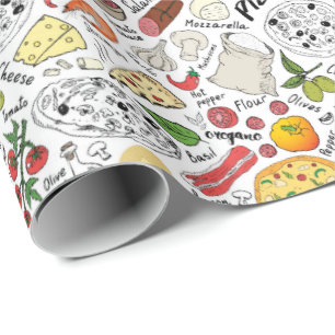 Papel De Presente Festa de pizza com ponta legal incrível