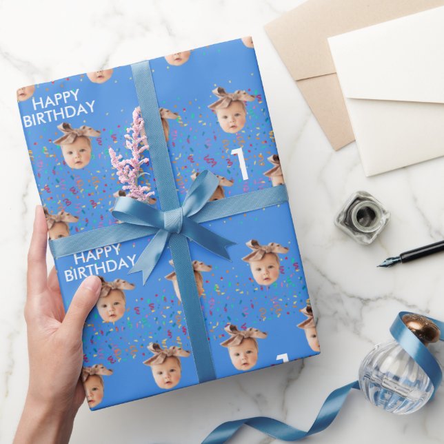 Papel De Presente Festa de primeiro aniversario de Crianças de Fotos (Presentear)