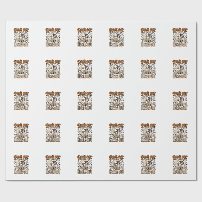 Papel De Presente Festa de Uivar de Halloween dos Cães (Aberto)