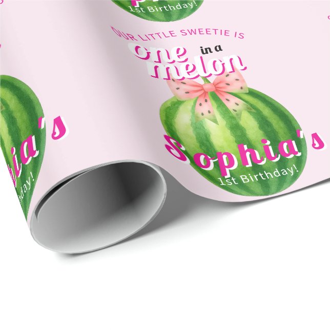 Papel De Presente Festa de um ano da Melancia Doce (Ponta do rolo)