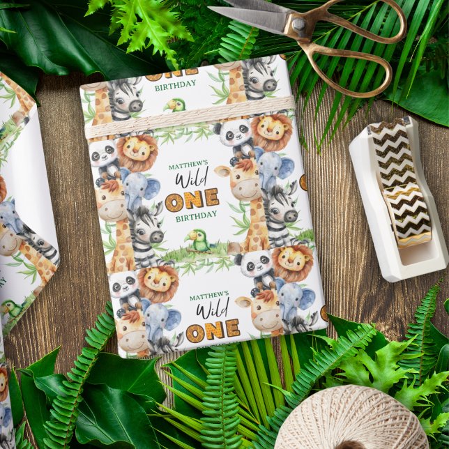 Papel De Presente Festa de um ano Wild One Jungle Safari  (Criador carregado)