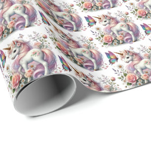 Papel De Presente Festa de unicórnio de garotas de forma encantada