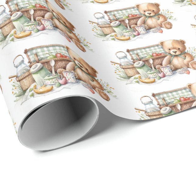 Papel De Presente Festa de ursos piquenique em forma de martelo (Ponta do rolo)