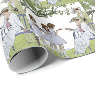 Papel De Presente Festa do Chá no Jardim Vintage