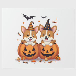 Papel De Presente Festa do Corgi Abóbora
