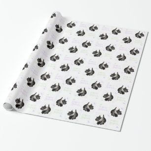 Papel De Presente Festa do Terrier Escocês Animado