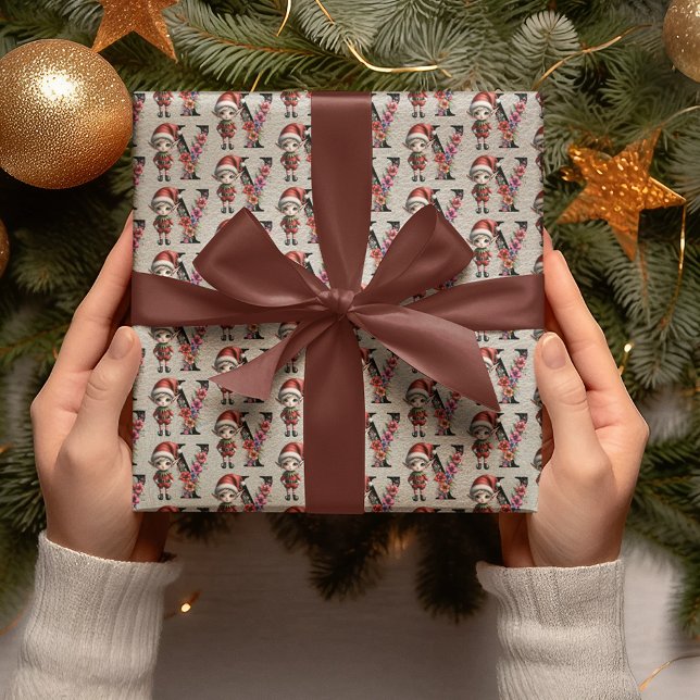 Papel De Presente Festa Elfo de Natal Fofo Carta Y (Criador carregado)