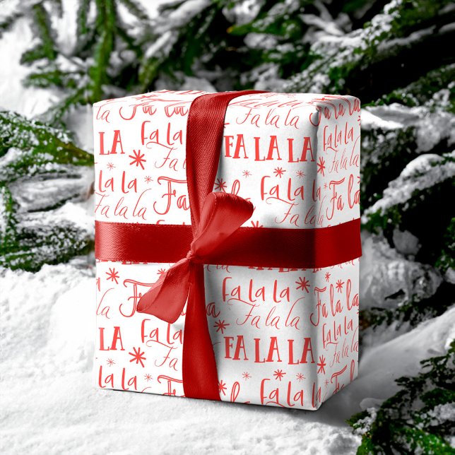 Papel De Presente Festa Festiva Divertida La Typographics Natal Holi (Fun Festive Fa La La Typographic Christmas Holiday Wrapping Paper)