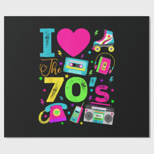 Papel De Presente Festa Retro dos Anos 70 ao Estilo Vintage