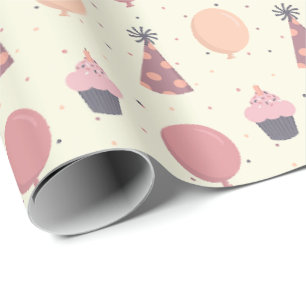 Papel De Presente Festas de aniversário bonitas em tons silenciados