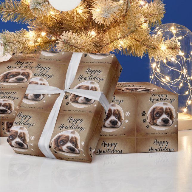 Papel De Presente Festas Felizes e Rústicas de Natal do Cachorro Fot (Feriados)