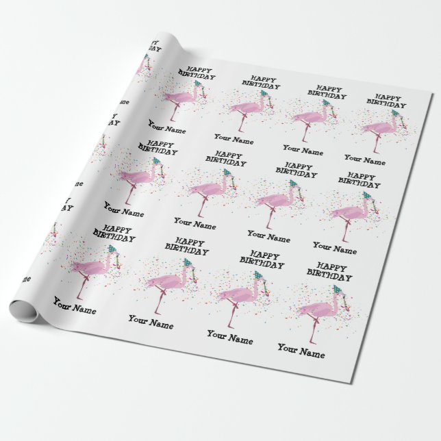 Papel De Presente Festas Flamingo - Animais na Festa de aniversário (Desenrolado)