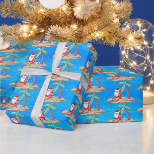 Papel De Presente festiva festa de Papais noeis de praia de Natal
