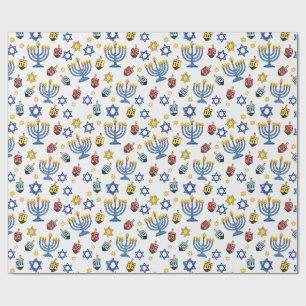 Papel De Presente Festival das Luzes do Padrão de Hanukkah
