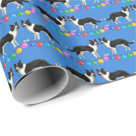 Papel De Presente Festive Border Collies Wrapping Paper