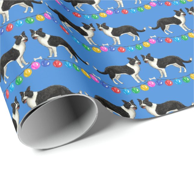 Papel De Presente Festive Border Collies Wrapping Paper (Ponta do rolo)