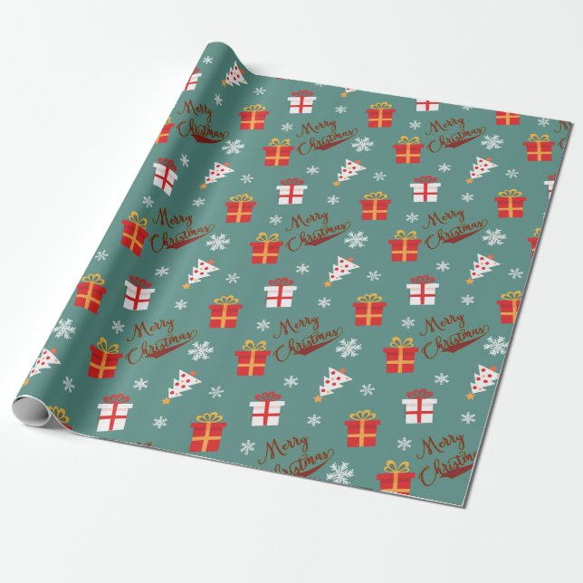Papel De Presente Festive Christmas Holiday  (Desenrolado)