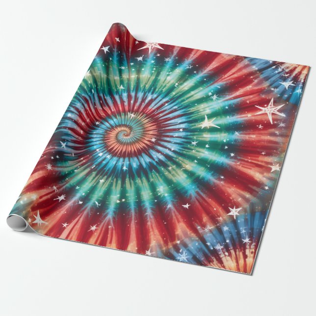 Papel De Presente Festive Christmas Tie Dye Spiral (Desenrolado)