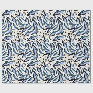 Papel De Presente Festivo, abstrato, estrelas, listras, colorido