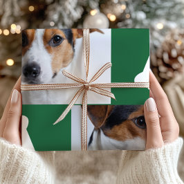 Papel De Presente Festivo Cachorro Verde Bones Foto Colagem Natal