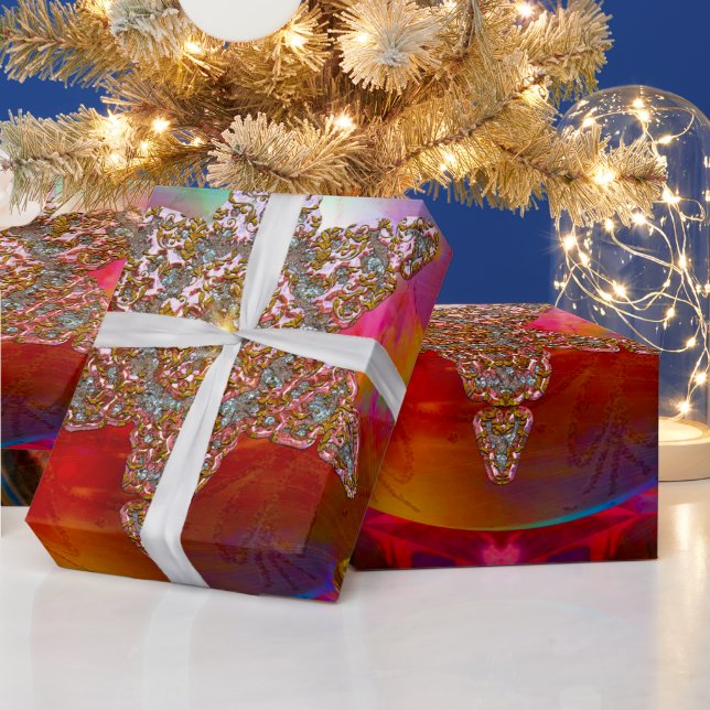 Papel De Presente Festivo Divertido Romântico Floco de Natal (Feriados)