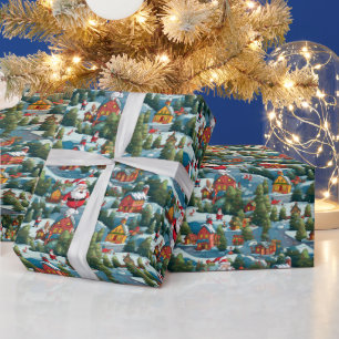Papel De Presente Festivo do Polo Norte Padrão de Natal