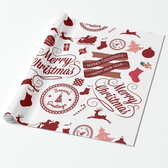 Papel De Presente Festivo Feriado Feliz Papel de Molho de Natal (Desenrolado)