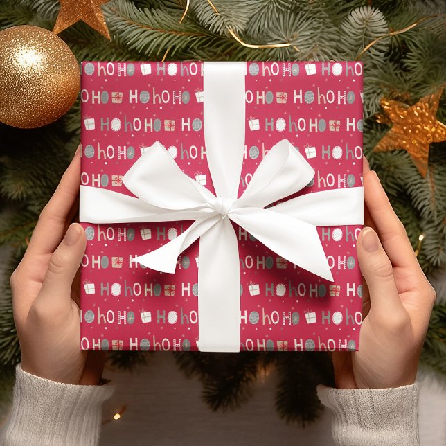 Papel De Presente Festivo Ho Ho Ho Feriado de Natal Chic (Criador carregado)
