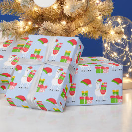 Papel De Presente Festivo Llama Christmas