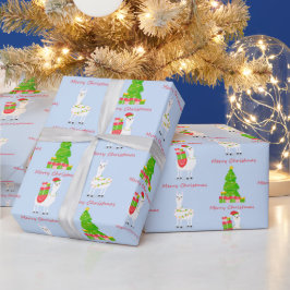 Papel De Presente Festivo Llama Christmas