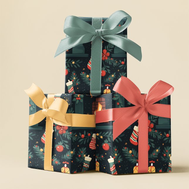 Papel De Presente Festivo Red Candy Cane Wift (Criador carregado)