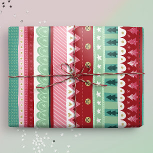 Papel De Presente Festivo Stripes Elf Natal