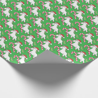 Papel De Presente Festivo Unicorn Candy Cane Gift Wrap