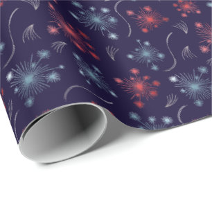 Papel De Presente Festivo vermelho, azul e design