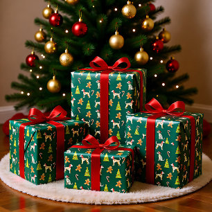 Papel De Presente Festivo Whippet Natal