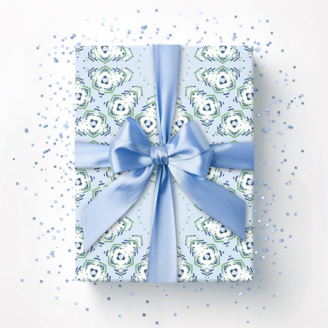 Papel De Presente Fez Starburst Trellis in Slate and Green (Criador carregado)