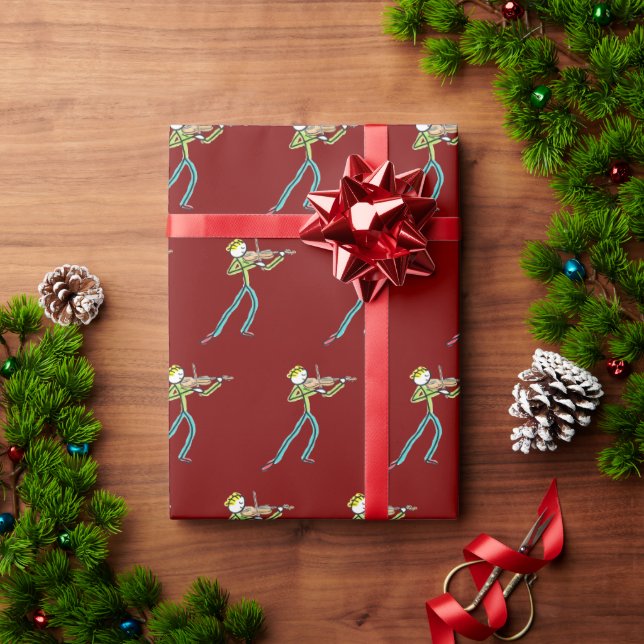 Papel De Presente Fiddle Playing Stickman (Presente de Natal)