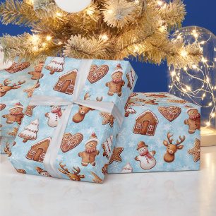 Papel De Presente Figuras de pão-de-gengala Natal