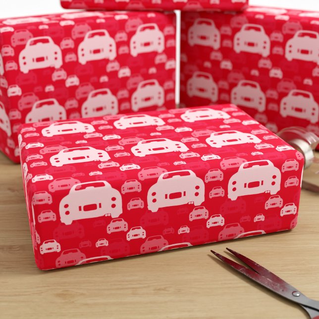 Papel De Presente Figuras Figaro Car Padrão Papel Vermelho de Enrola (Fun red figgy wrapping paper perfect for all sort of gifts. You can change the background colour)