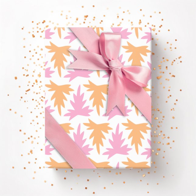 Papel De Presente Fileira de Acanto em Rosa e Laranja (Criador carregado)