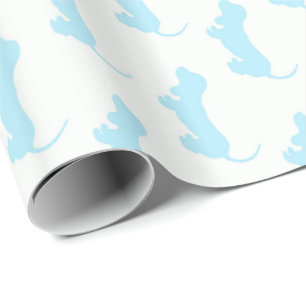 Papel De Presente Filhote de cachorro bonito branco & azul do bebê