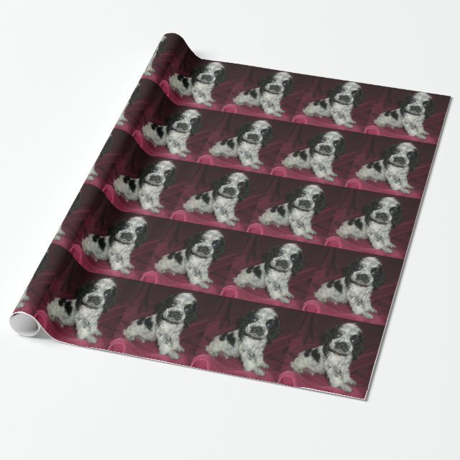 Papel De Presente filhote de cachorro roan de cocker spaniel do (Desenrolado)