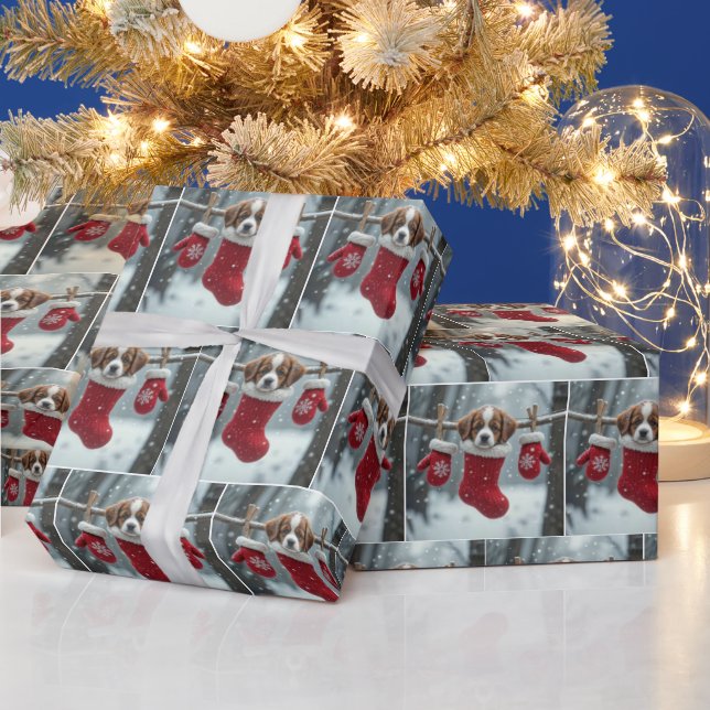 Papel De Presente Filhote de São Bernardo em Meia de Natal (Feriados)