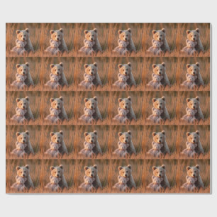 Papel De Presente Filhote de Urso Fofo Abraçando um Ursinho de Pelúc