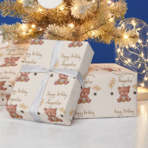 Papel De Presente Filhote de Urso Mel Cute
