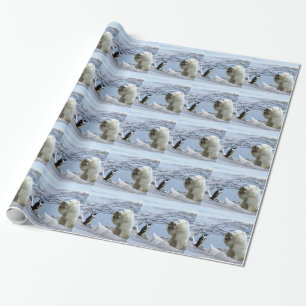 Papel De Presente Filhote de Urso Polar Fofo & Pinguim