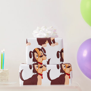 Papel De Presente Filhote Marrom Sentado Cachorro Doce Feliz
